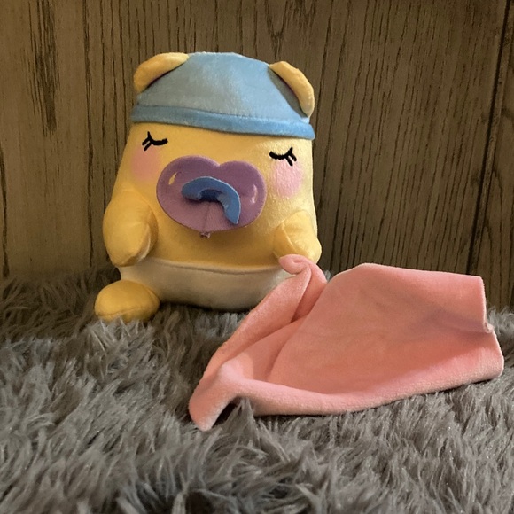 moriah Elizabeth Other - Yellow and Blue Stuffed Animal with Pink Blanket